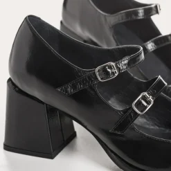 Reqins BABIES A TALONS BONIE CUIR METALLISE NOIR Discount