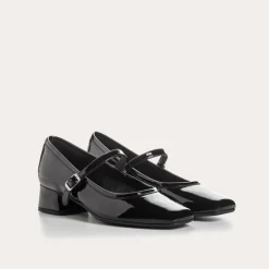 Reqins BABIES A TALONS KELLY CUIR VERNIS NOIR Fashion