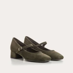 Reqins BABIES A TALONS KELLY CUIR VELOURS VERT Sale