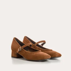 Reqins BABIES A TALONS KELLY CUIR VELOURS MARRON Fashion