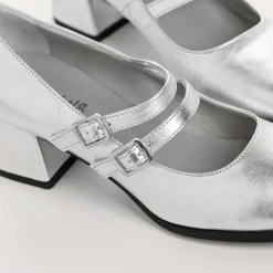 Reqins BABIES A TALONS LADY CUIR METALLISE ARGENT Sale