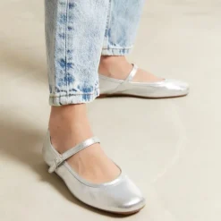 Reqins BABIES HONOR CUIR METALLISE ARGENT New