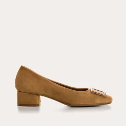 Reqins BALLERINES A TALONS KARISSE CUIR VELOURS HAVANE Outlet