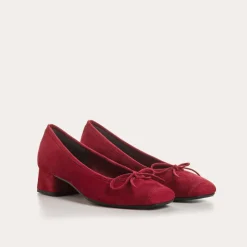 Reqins BALLERINES A TALONS KYRIEL CUIR VELOURS ROUGE Discount