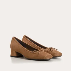 Reqins BALLERINES A TALONS KYRIEL CUIR VELOURS CAMEL Fashion