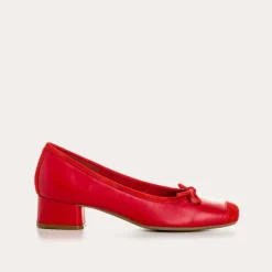 Reqins BALLERINES A TALONS KYRIEL CUIR/CUIR VELOURS ROUGE Hot