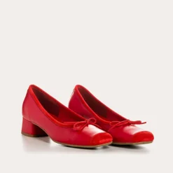 Reqins BALLERINES A TALONS KYRIEL CUIR/CUIR VELOURS ROUGE Hot