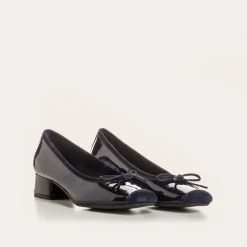 Reqins BALLERINES A TALONS KYRIEL VERNIS/CUIR VELOURS MARINE New