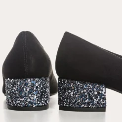 Reqins BALLERINES A TALONS RIVIERA CUIR VELOURS ET GLITTER BLEU Hot