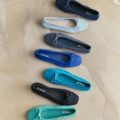 Reqins BALLERINES HARMONY CUIR VELOURS CC BLEU Clearance