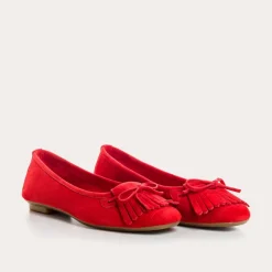 Reqins BALLERINES HINDI CUIR VELOURS ROUGE Discount
