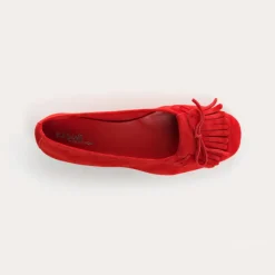 Reqins BALLERINES HINDI CUIR VELOURS ROUGE Discount