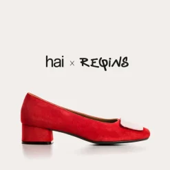Reqins BALLERINES KEFIR CUIR VELOURS/SILK ROUGE Online
