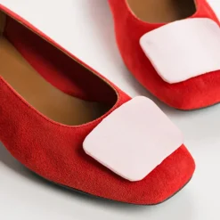 Reqins BALLERINES KEFIR CUIR VELOURS/SILK ROUGE Online