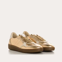 Reqins BASKETS ATHENA CUIR METALLISE METALLIQUE New