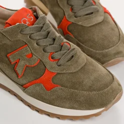 Reqins BASKETS MANIA CUIR VELOURS VERT Hot