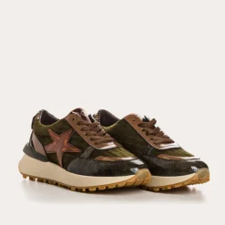 Reqins BASKETS URANIA MIX VELOURS COTELE VERT Clearance