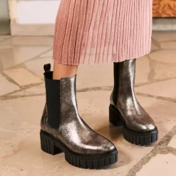 Reqins BOOTS BASEA CUIR METALLISE ACIER Hot