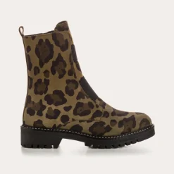 Reqins BOOTS DUSKY CUIR VELOURS LEOPARD KAKI Best