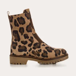 Reqins BOOTS DUSKY CUIR VELOURS LEOPARD CAMEL Clearance