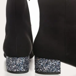 Reqins BOTTINES A TALONS ROXANE CUIR VELOURS ET GLITTER NOIR Clearance