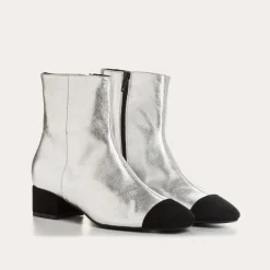 Reqins BOTTINES A TALONS ROXANE CUIR METALLISE METALLIQUE Sale