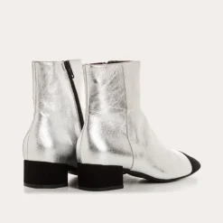 Reqins BOTTINES A TALONS ROXANE CUIR METALLISE METALLIQUE Sale