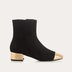 Reqins BOTTINES A TALONS ROXANE CUIR VELOURS ET METAL NOIR Clearance