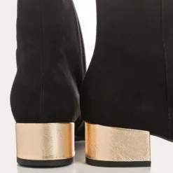 Reqins BOTTINES A TALONS ROXANE CUIR VELOURS ET METAL NOIR Clearance