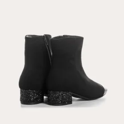 Reqins BOTTINES A TALONS ROXANE CUIR VELOURS ET GLITTER NOIR Discount