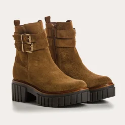 Reqins BOTTINES BETTIE CUIR VELOURS CAMEL Discount