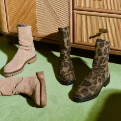 Reqins BOTTINES DUNK CUIR VELOURS LEOPARD KAKI Fashion