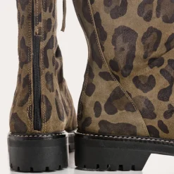 Reqins BOTTINES DUNK CUIR VELOURS LEOPARD KAKI Fashion