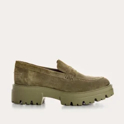 Reqins MOCASSINS ALABAMA CUIR VELOURS VERT Discount