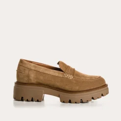 Reqins MOCASSINS ALABAMA CUIR VELOURS HAVANE Discount