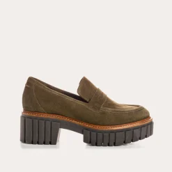 Reqins MOCASSINS BELINA CUIR VELOURS VERT Online