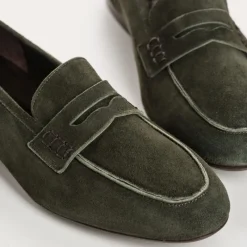 Reqins MOCASSINS FAUSTINE CUIR VELOURS VERT Outlet