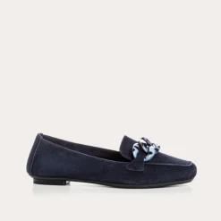Reqins MOCASSINS HANISSA CUIR VELOURS BLEU New