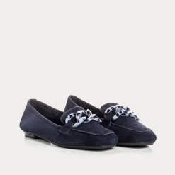 Reqins MOCASSINS HANISSA CUIR VELOURS BLEU New