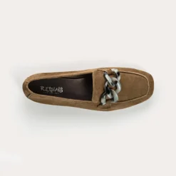 Reqins MOCASSINS HANISSA CUIR VELOURS VERT New