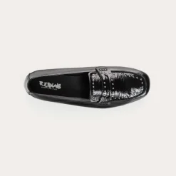 Reqins MOCASSINS HELODIE CUIR VERNIS ET CLOUS NOIR Hot