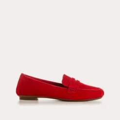 Reqins MOCASSINS HEMA CUIR VELOURS CC ROUGE New