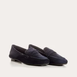 Reqins MOCASSINS HEMA CUIR VELOURS CC BLEU Clearance