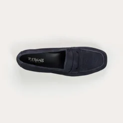 Reqins MOCASSINS HEMA CUIR VELOURS CC BLEU Clearance