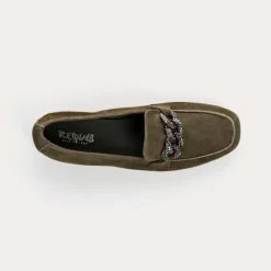 Reqins MOCASSINS HOLDING CUIR VELOURS VERT Online