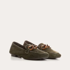 Reqins MOCASSINS HORACE CUIR VELOURS VERT New