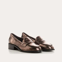 Reqins MOCASSINS JOYA CUIR METALLISE ACIER Fashion