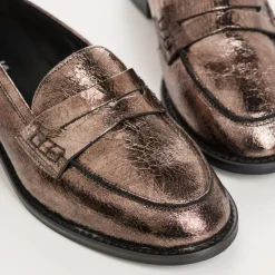 Reqins MOCASSINS JOYA CUIR METALLISE ACIER Fashion