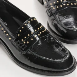 Reqins MOCASSINS JOYA ROCK CUIR VERNIS ET CLOUS NOIR Clearance