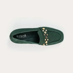 Reqins MOCASSINS LIVY CUIR VELOURS VERT Outlet